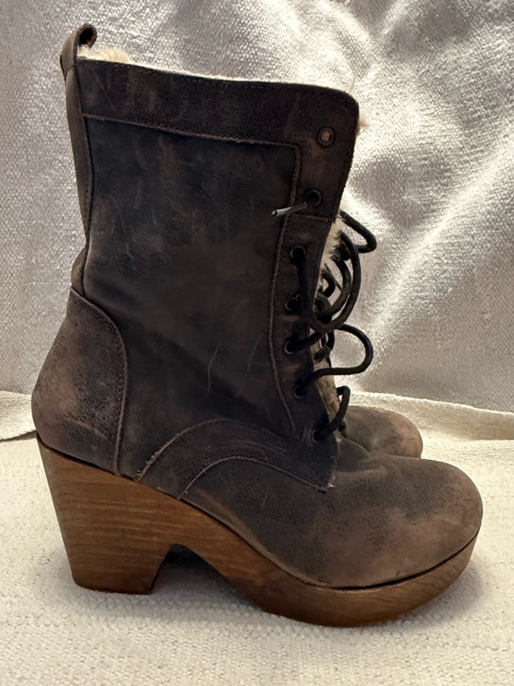 Freebird Fiona Lace-Up Leather Platform Boots - size 10
